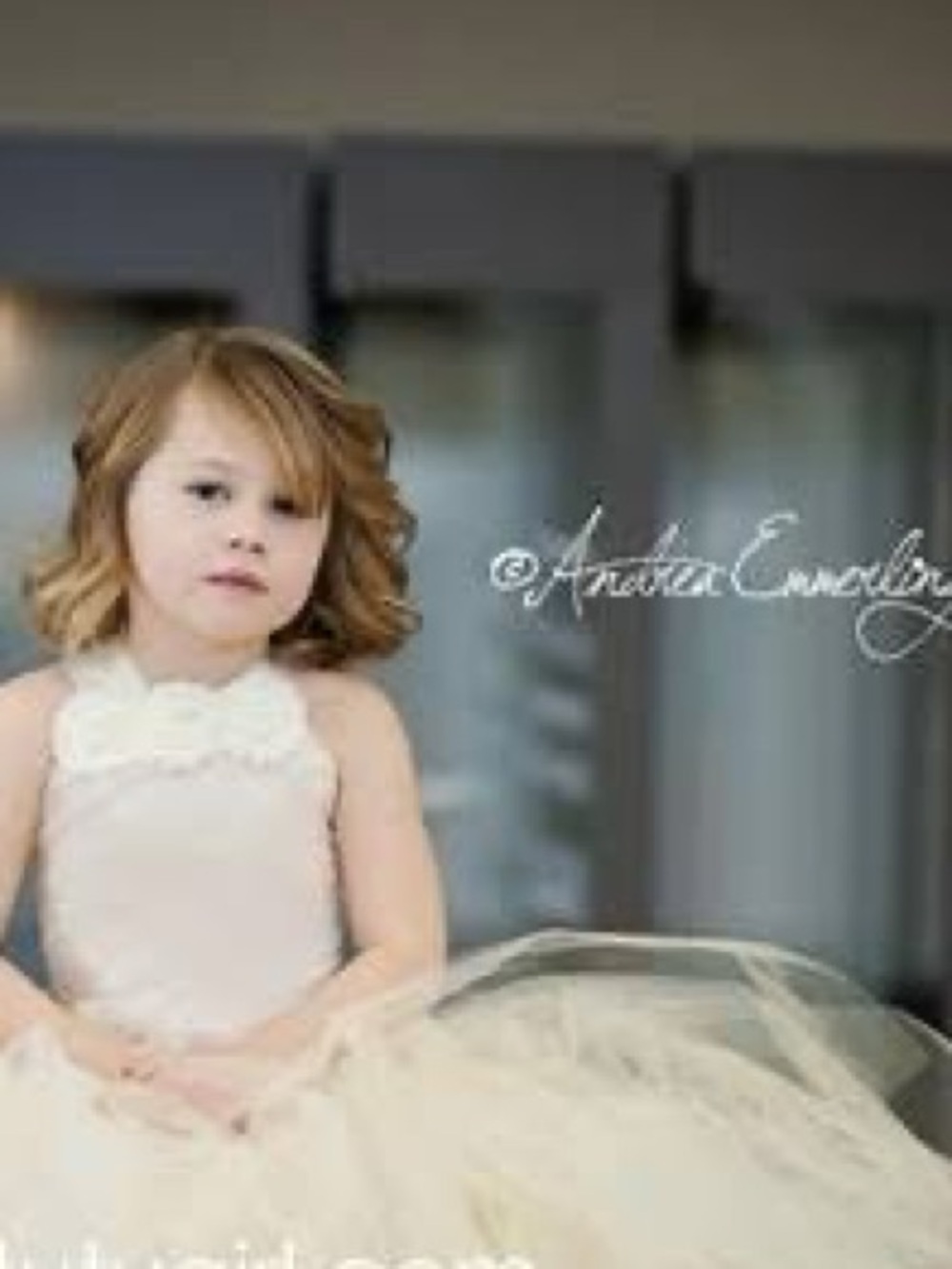 Kids Floral Halter Tulle Dress in Ivory/champagne - Handmade